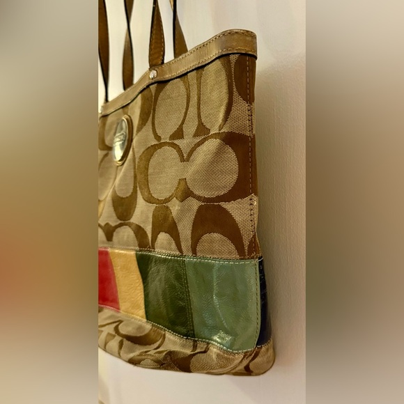 Authentic Coach Gold Signature Legacy Stripe Multi Color Shoulder Bag - Picture 5 of 12